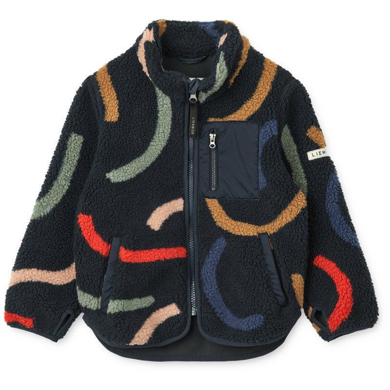 Polaire enfant sherpa Nolan - Liewood - Graphic Swirls / Classic Navy