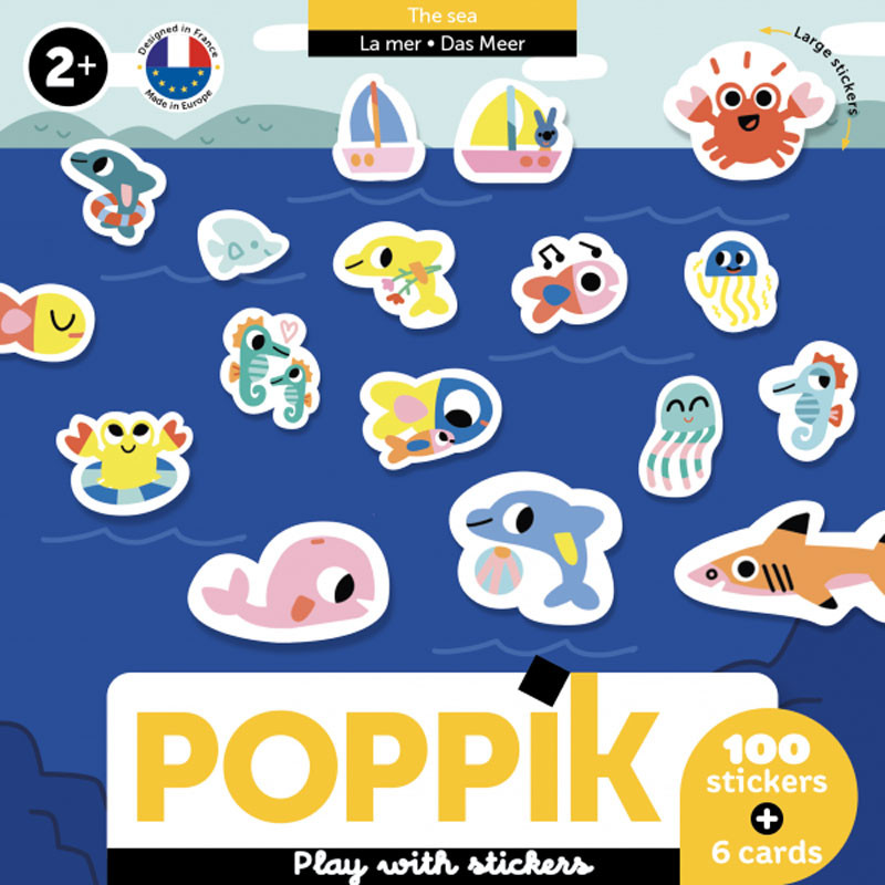 6 cartes + 100 stickers Baby - Poppik - Sea