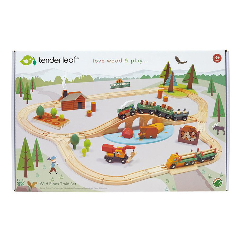 boite du circuit de train en bois - Pins sauvages - Tender Leaf